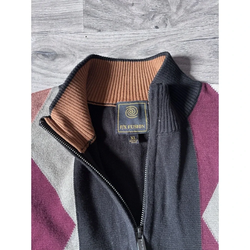 Vintage F/X Fusion Cosby Sweater Abstract Crew SZ‎ XL- 1/4 Zip